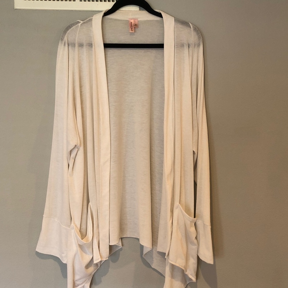 Sweet Pea Cream Open-Front Draped Cardigan